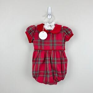 Sal & Pimenta Tartan Plaid Holiday Bubble Romper 3 Months NWT